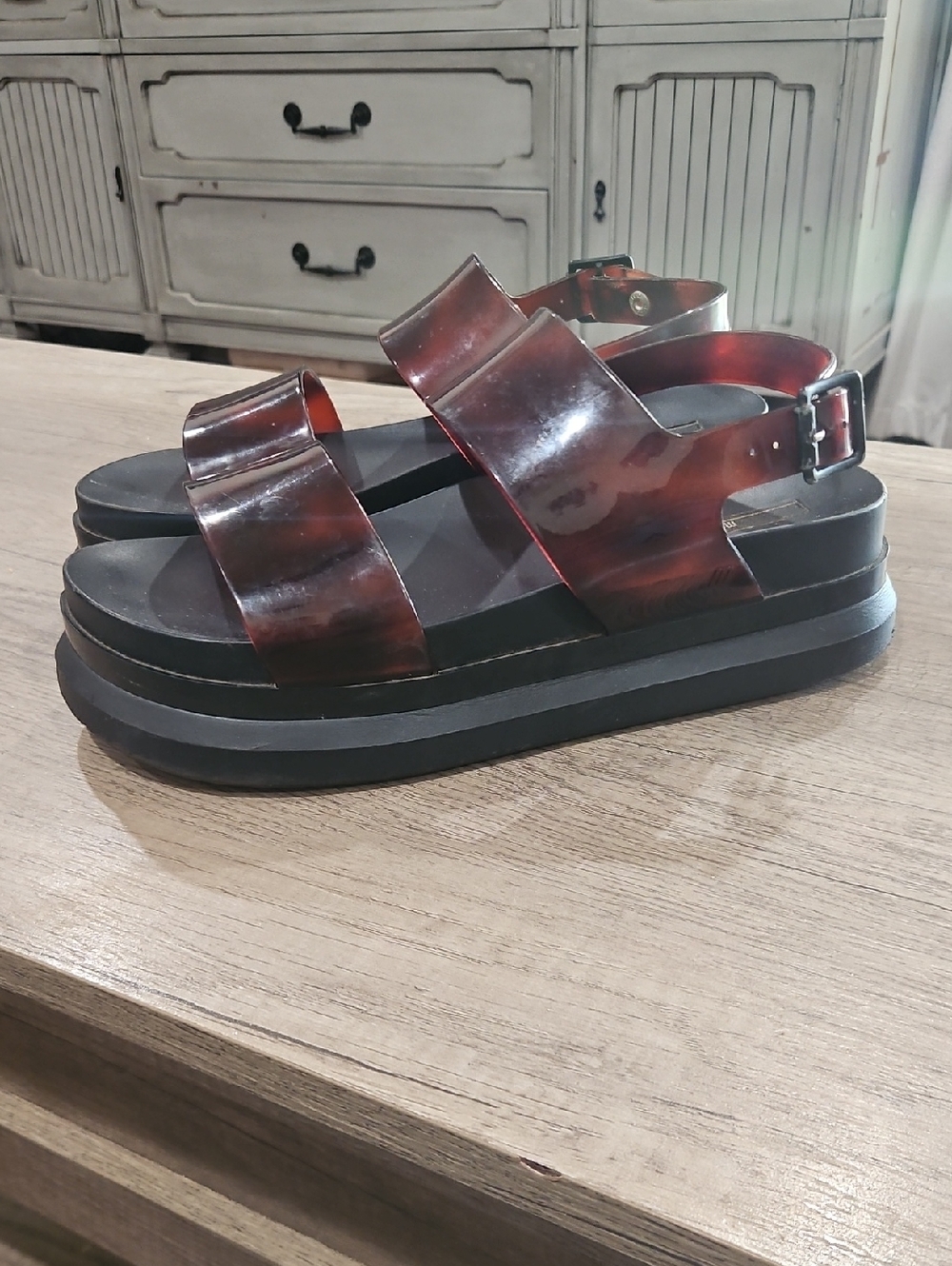 MELISSA Platform Mel Cosmic Tortoise Sandals Jelly Shoes Womens Size 10